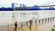 洪水再次过境柳州，河水漫上滨江西路