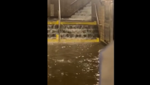 美国纽约等地遭强降雨侵袭：地铁站内现“瀑布” 路上汽车被淹