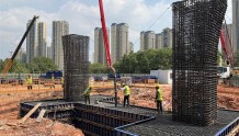 大冶东风路西延道路工程首个承台浇筑完成