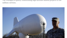 五角大楼计划用高空气球实施监测，追踪中俄高超音速武器