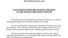 英国国王查尔斯发表声明，表达对女王去世的哀悼