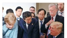 安倍秀C位合影称与G7首脑促膝长谈　后来日本网友翻到了这个版本