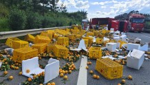 4吨橙子洒落二广高速 路警联手3小时捡还