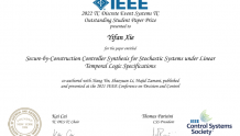 最佳学生论文奖! 上海交大学子斩获2022年IEEE CSS TC奖项