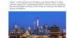中国人均GDP突破1万美元 海外网友：成就非凡 令人惊叹