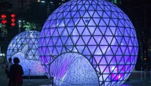 四川自贡彩灯走进香港 3个以玉兔圆月为主题的大型灯雕艺术作品亮相