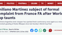 称“默哀一分钟”、抱姆巴佩头像娃娃，法国足协主席正式投诉阿根廷门将马丁内斯