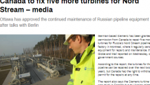 乌克兰又要失望了？加拿大批准再维修5台“北溪-1”管道涡轮机