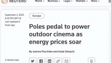外媒：能源价格飙升，波兰人蹬自行车为户外影院提供电力